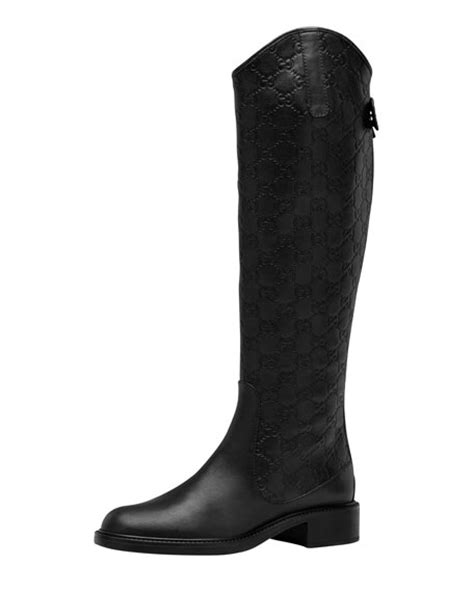 gucci black guccissima leather boots with rabbit fur|women's black leather gucci boots.